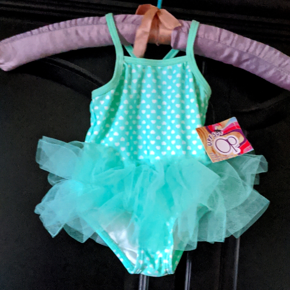 ⛱️, 3-6 months Ocean Pacific, girls green swimsuit UPF 50, Tutu